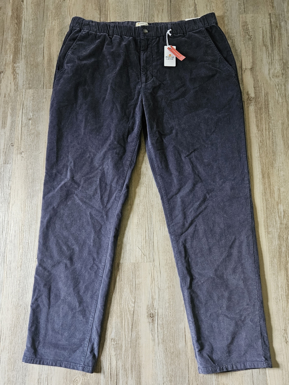 NWT Marine Layer Men's Slim Straight Fit Dark Blue Knit Saturday Chino Pants 2XL